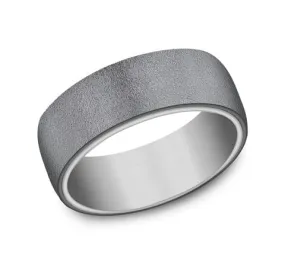 Men's Wedding Band, 8MM Tantalum and 14K White Gold