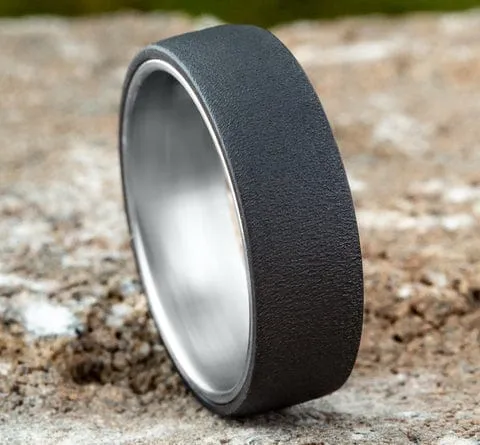 Men's Wedding Band, 8MM Tantalum and 14K White Gold