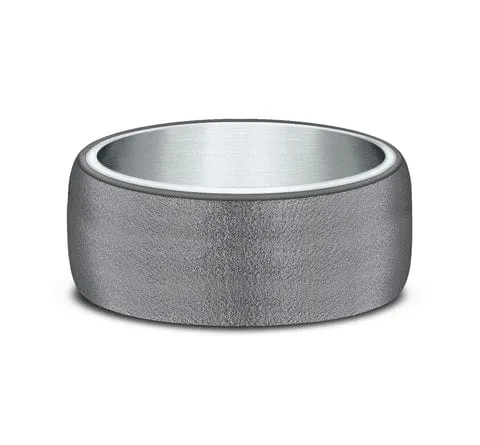 Men's Wedding Band, 8MM Tantalum and 14K White Gold