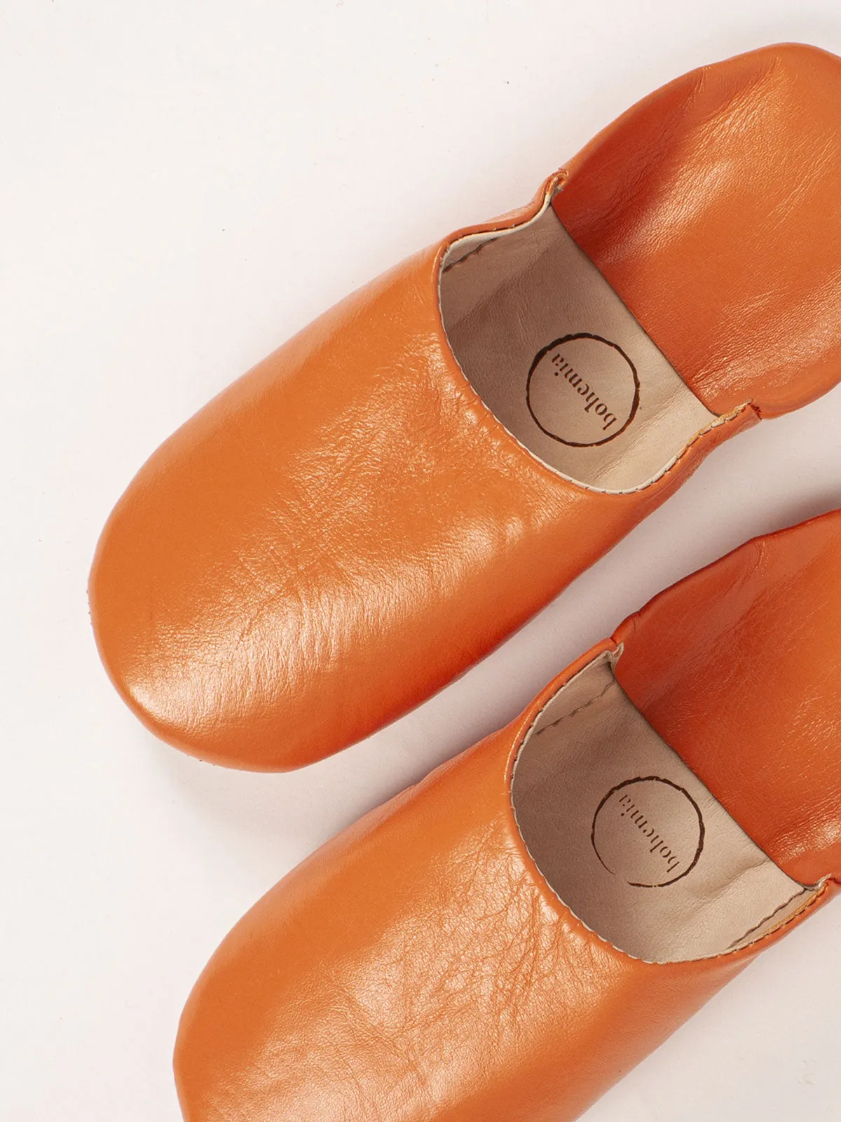 Moroccan Babouche Basic Slippers, Tangerine