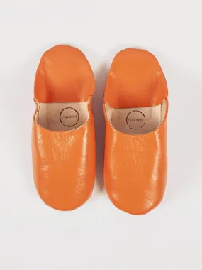 Moroccan Babouche Basic Slippers, Tangerine