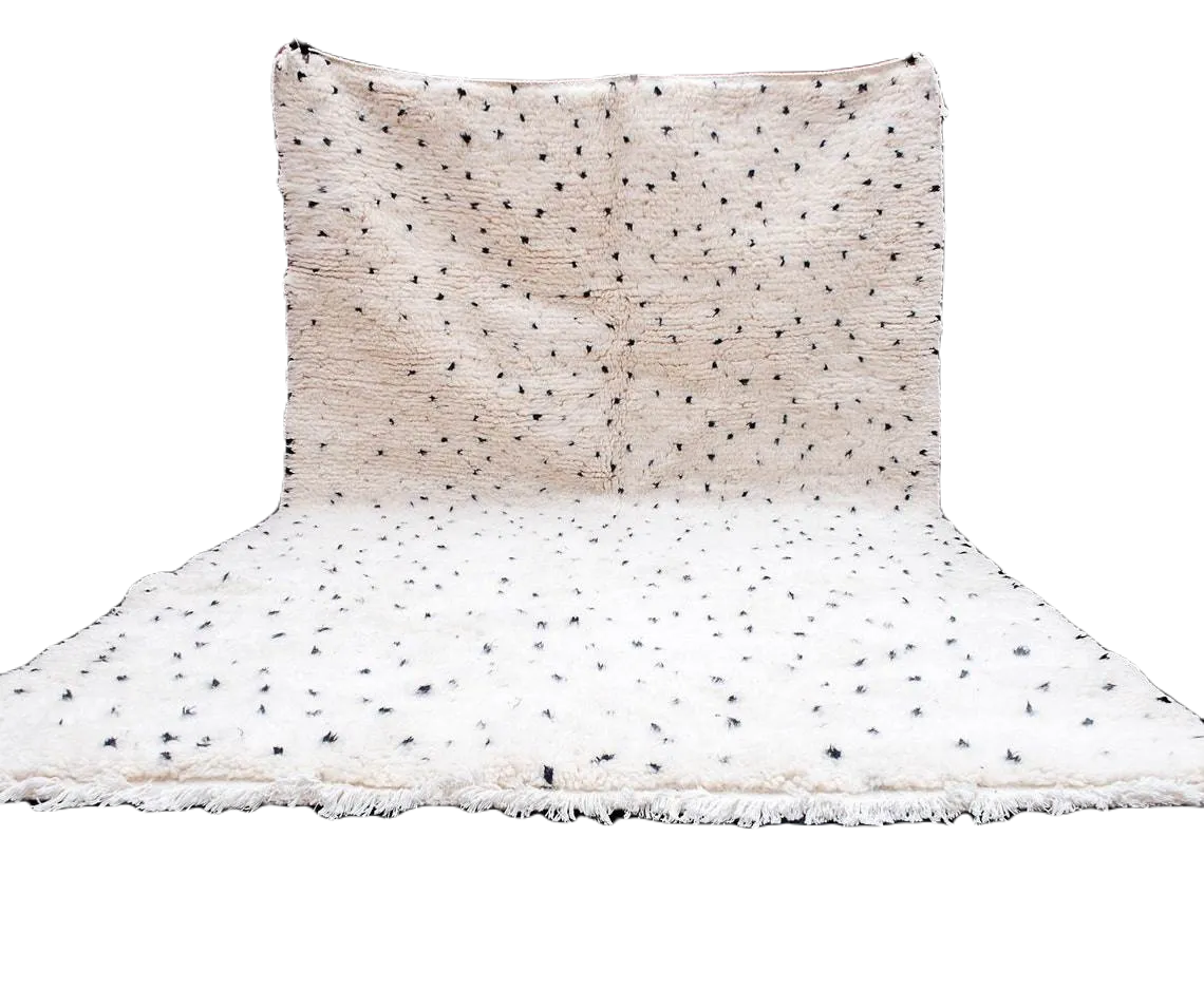 Moroccan Black Polka Dot Rug - Creamy White