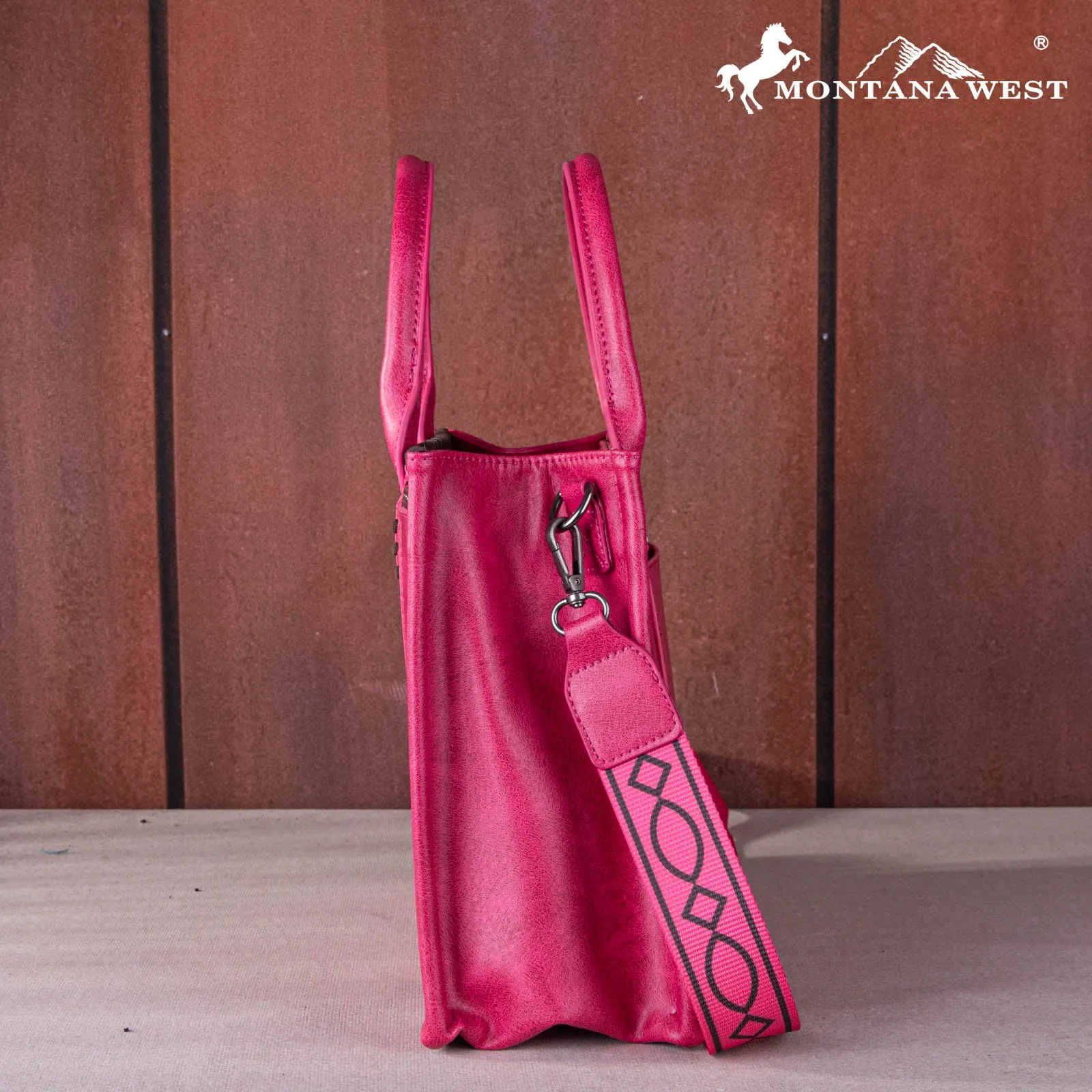 MWF1050G-8250 Montana West Whipstitch Concealed Carry Tote/Crossbody  Hot Pink