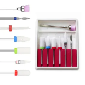 Nail Drill Bits Set with Box Ceramics Milling Cutter Manicure Machine Accessories Nail Tools Electric Nail Files