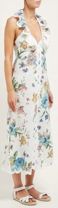 'Ninety-Six' Floral-Print Linen Midi Dress