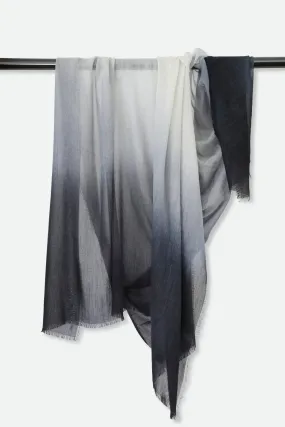 NIVES ITALIAN HAND PAINTED STOLE IN CASHMERE MONOCHROME DEGREDE EDITION