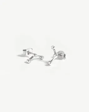 Pave Trilogy Stud Earrings | Sterling Silver/Cubic Zirconia