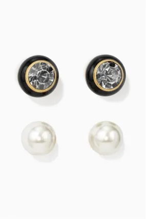 Pearl & Enamel  Earring Stud Set