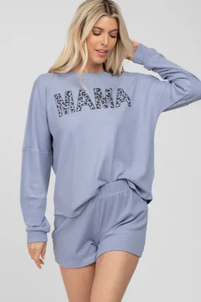 Periwinkle Mama Waffle Knit Pajama Set