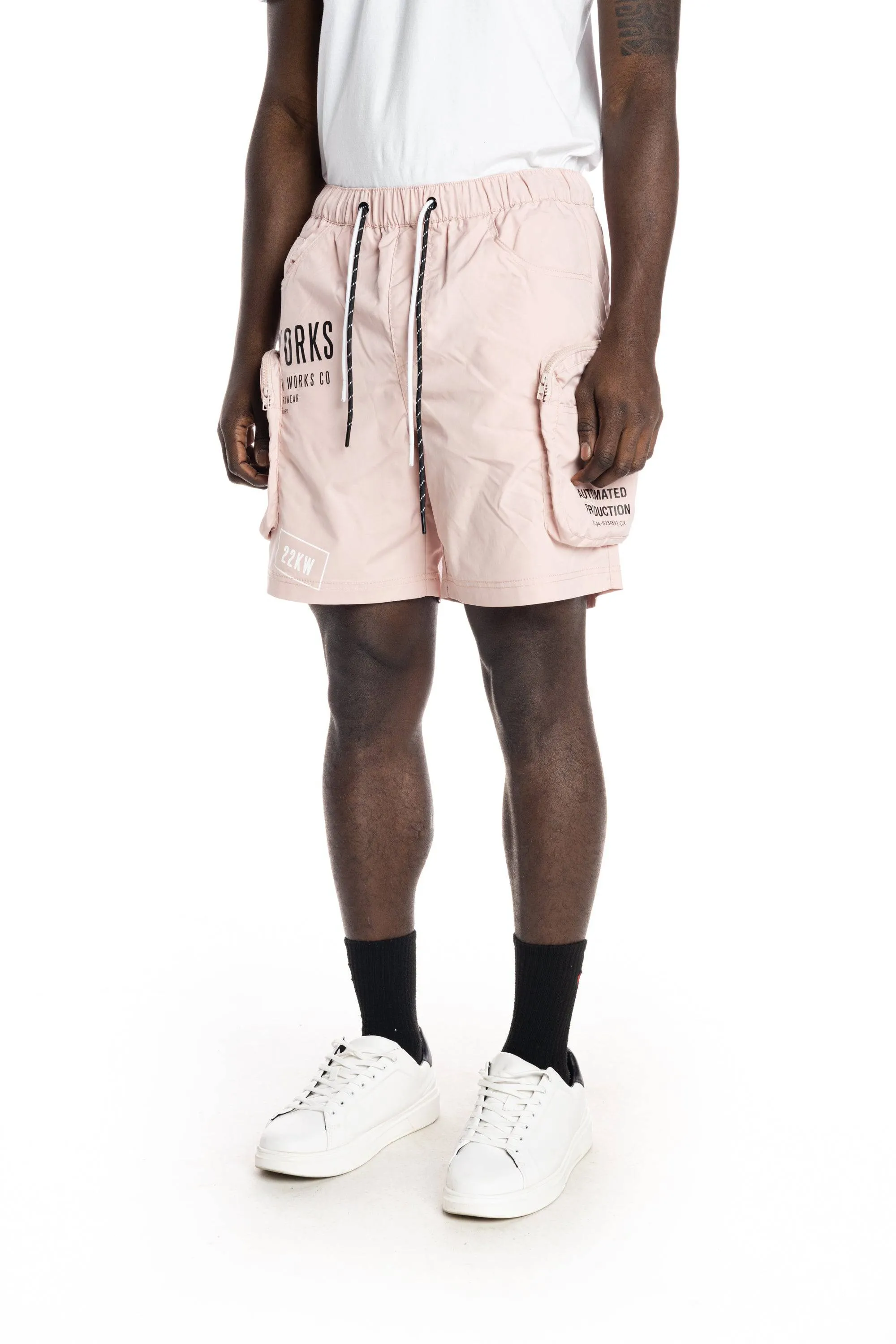 Printed Utility Fashion Shorts - Pale Pink