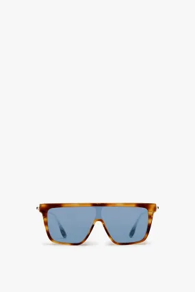 Rectangular Shield Sunglasses In Tortoise