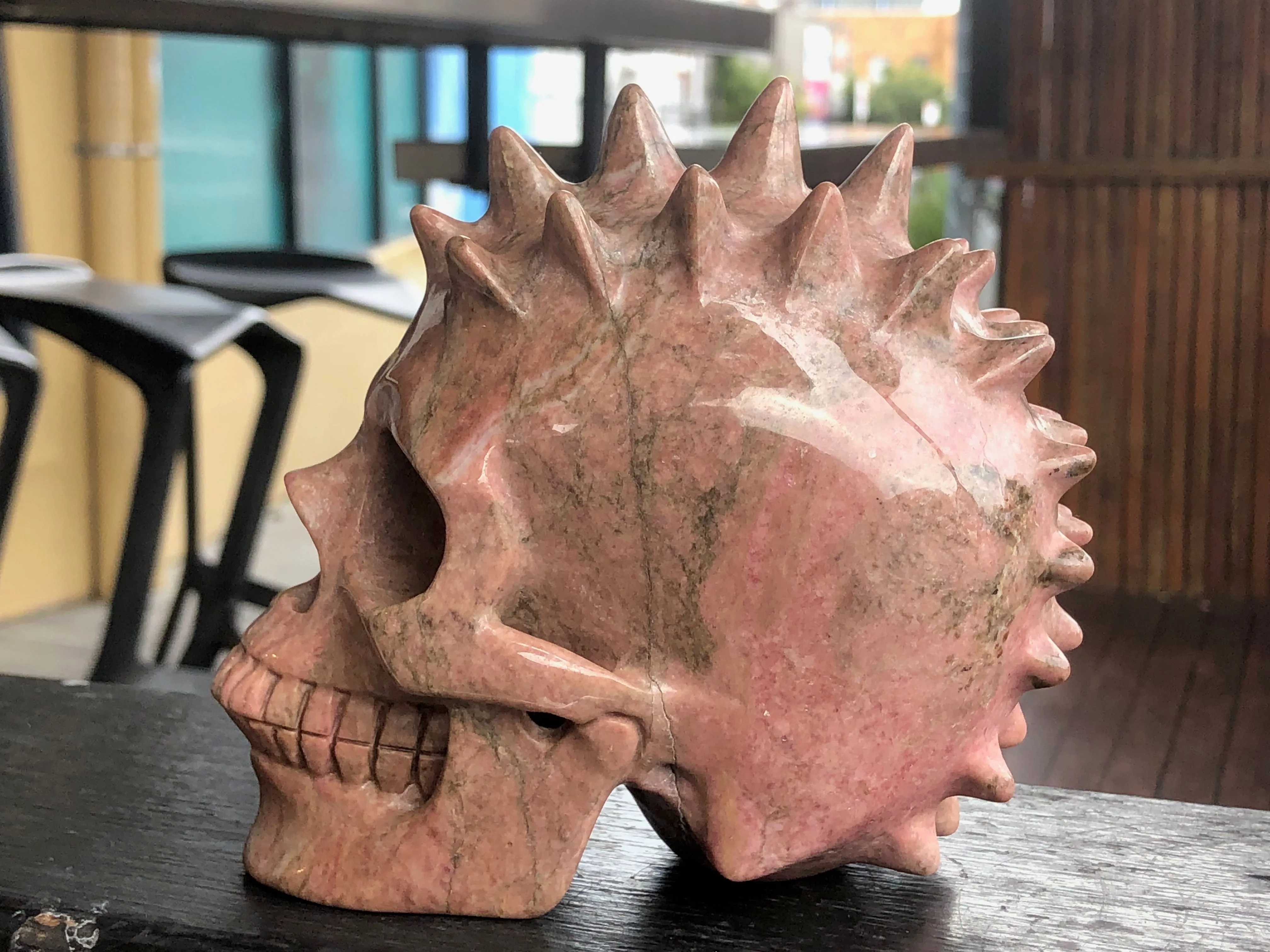 Rhodonite Spiky Mohawk Skull [1k1294]