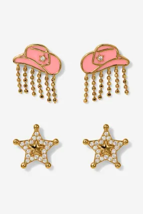 RIDE OR DIE COWBOY STUDS SET OF EARRINGS