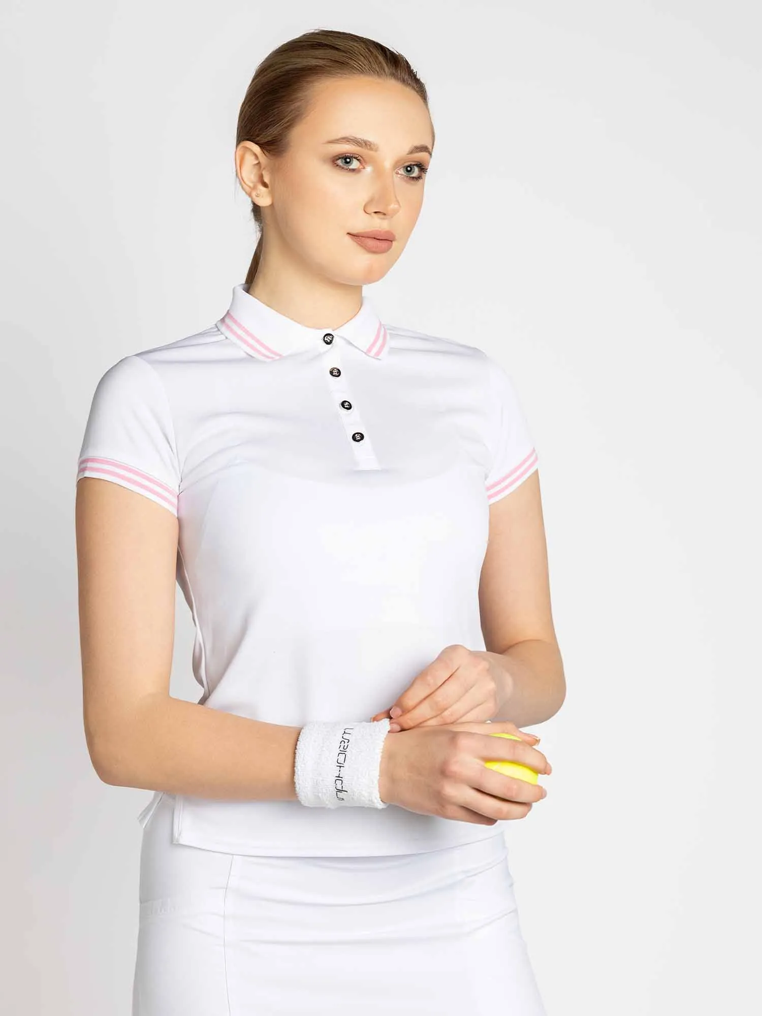 Riley Performance Short Sleeve Polo - White/Plumeria