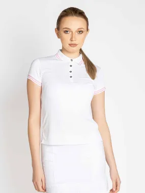 Riley Performance Short Sleeve Polo - White/Plumeria