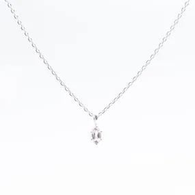 Silver Oval Claw Set Morganite Necklace