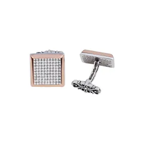 Silver White Zircon Stone Square Cufflink