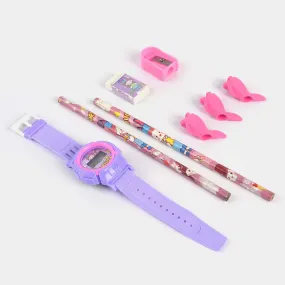 Stationery Set With Wristwatch For Kids