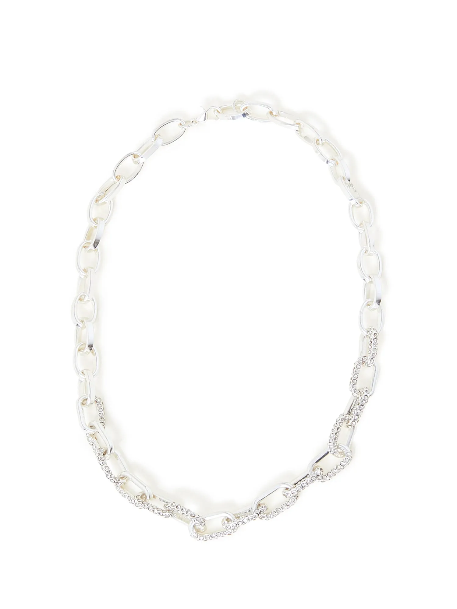 Sterling Silver-Plated Chunky Pave Chain