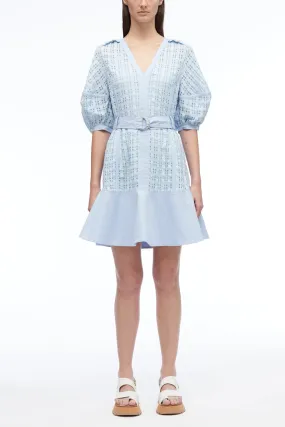 Taffeta Check Puff Sleeve Dress