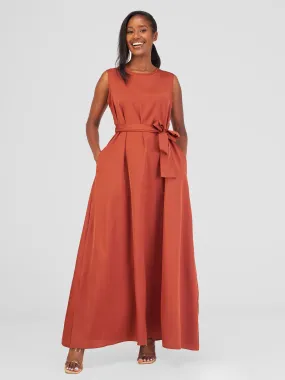 Vivo Maua Sleeveless Maxi Tent Dress - Rust Brown