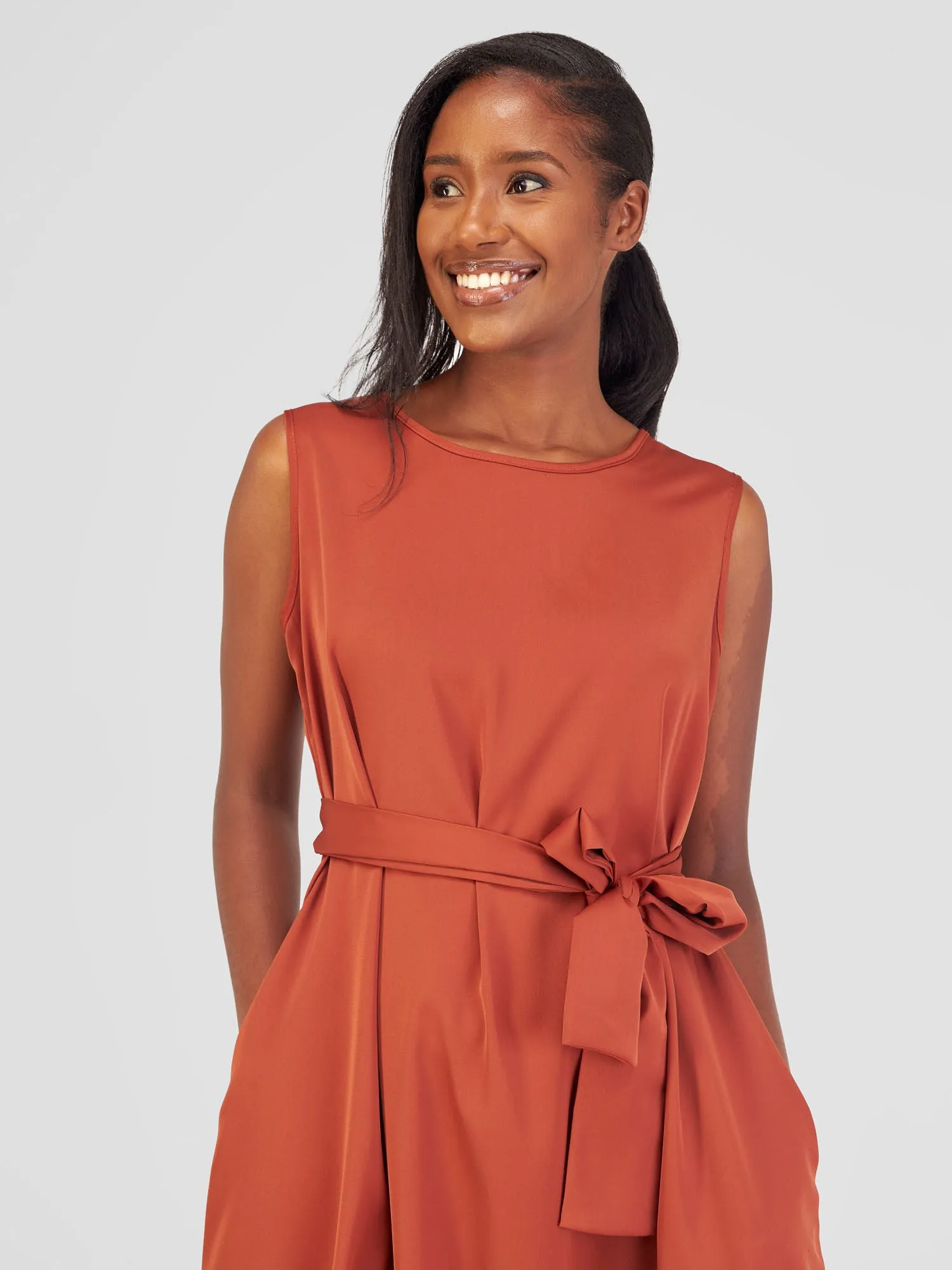 Vivo Maua Sleeveless Maxi Tent Dress - Rust Brown