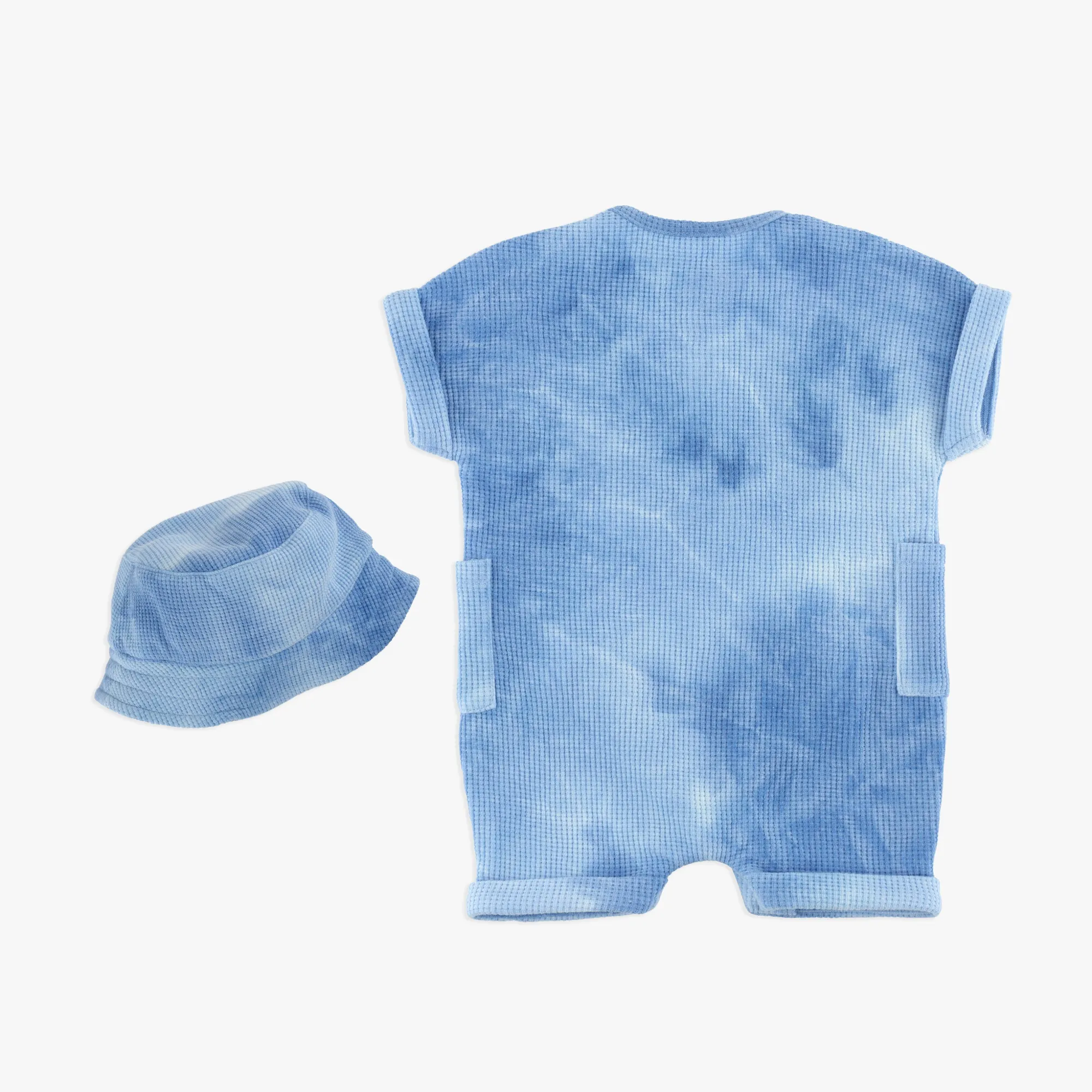 Waffle Tie Dye Romper & Hat Set