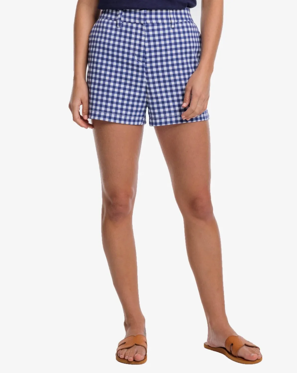 Women's Inlet Gingham Performance Short | Nautical Navy - size 10