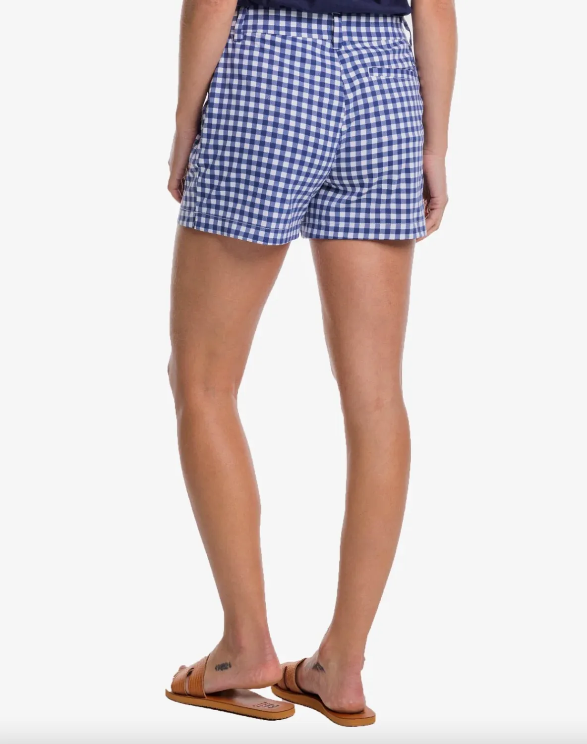 Women's Inlet Gingham Performance Short | Nautical Navy - size 10